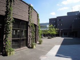 図書館の横から見た中庭
