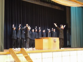 卓球部、囲碁部の壮行会風景