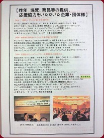 昨年　協賛、商品等の提供、応援協力をいただいた企業・団体様