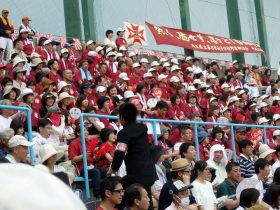 臙脂に染まった市営浦和球場