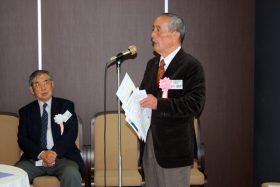 ご挨拶いただいた田中同窓会本部副会長と菊田東葛春高会会長