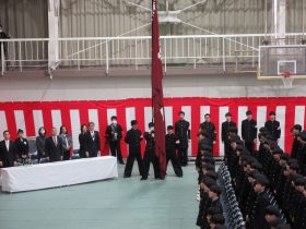 応援指導部校旗掲揚